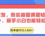 全网首发，靠卖编程课程轻松日入600+，新手小白也能轻松上手