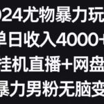 2024尤物暴力玩法，单日收入4000+，快手挂机直播+网盘拉新，超暴力男粉无脑变现【揭秘】