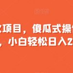 年后爆火项目，傻瓜式操作，收益稳定，小白轻松日入2000+