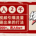 单篇文章引爆流量，实测日入2000，月入6w+，重金砸出来的打法