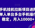 苹果手机挂机拉新项目进阶版模式，单人单台多台手机操作长期稳定，月入10000+【揭秘】”