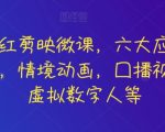 知识网红剪映微课，六大应用场景全学到，情境动画，囗播视频，AI虚拟数字人等