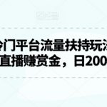 2024最新冷门平台流量扶持玩法，无人游戏直播赚赏金，日200+【揭秘】