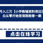 私域搞钱月入三万【小学教辅资料项目】，新手小白从零开始变现陪跑第一期