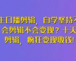 博主口播剪辑，自学坚持不下去？会剪辑不会变现？十天学会剪辑，疯狂变现收钱!