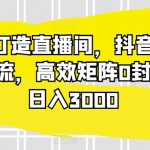 利用AI打造直播间，抖音无人蓝海搜索流，高效矩阵0封号稳定日入3000