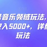 视频号音乐领域玩法，一条作品收入5000+，详细操作玩法