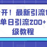 首次公开！最新引流创业粉技术，单日引流200+，保姆级教程