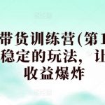 养生号带货训练营(第12期)，收益更稳定的玩法，让你带货收益爆炸