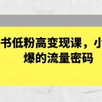 小红书低粉高变现课，小红书必爆的流量密码