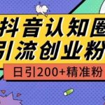 外面收费3980抖音认知圈引流创业粉玩法日引200+精准粉【揭秘】