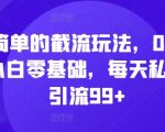 “简单的截流玩法，0-1小白零基础，每天私域引流99+【揭秘】”