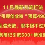 “小红书11月最新图片打粉，一张图片引爆创业粉，“预算4980带我飞”，单条引流500+精准创业粉”