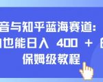 “抖音与知乎蓝海赛道：小白也能日入 4张 的保姆级教程”