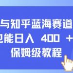 “抖音与知乎蓝海赛道：小白也能日入 4张 的保姆级教程”