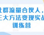 “社群流量合伙人，三大方法变现实战训练营