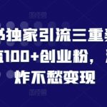 “小红书独家引流三重奏，当天引流100+创业粉，流量爆炸不愁变现【揭秘】”