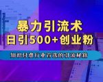 “暴力引流术，专业知识付费行业首选的引流秘籍，一天暴流500+创业粉，五个手机流量接不完!”