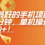 “年前最好的手机项目，不用一分钟，单机操作，日入2张【揭秘】”